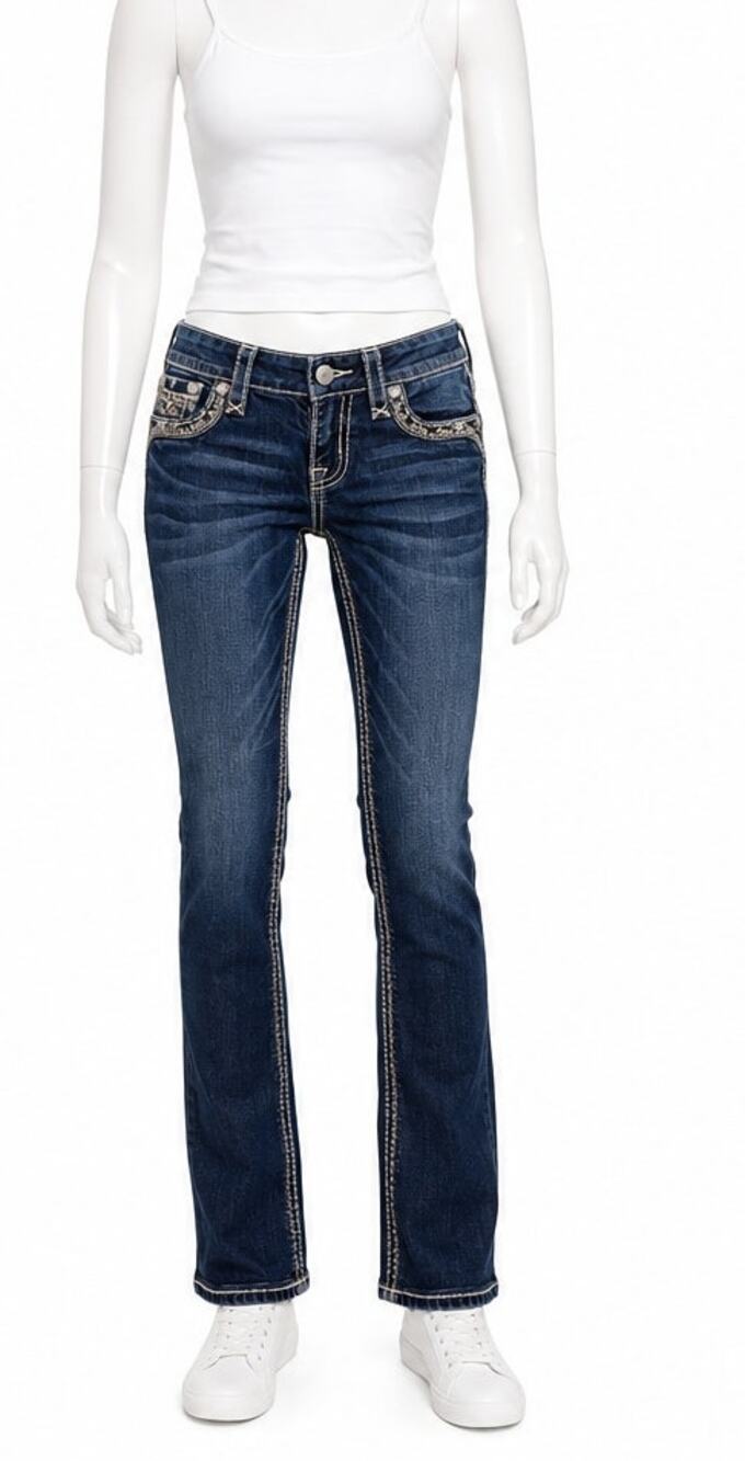Rock Revival adorna bootJeans Size 24x27 Dark Wash Rhinestone Embellished y2k